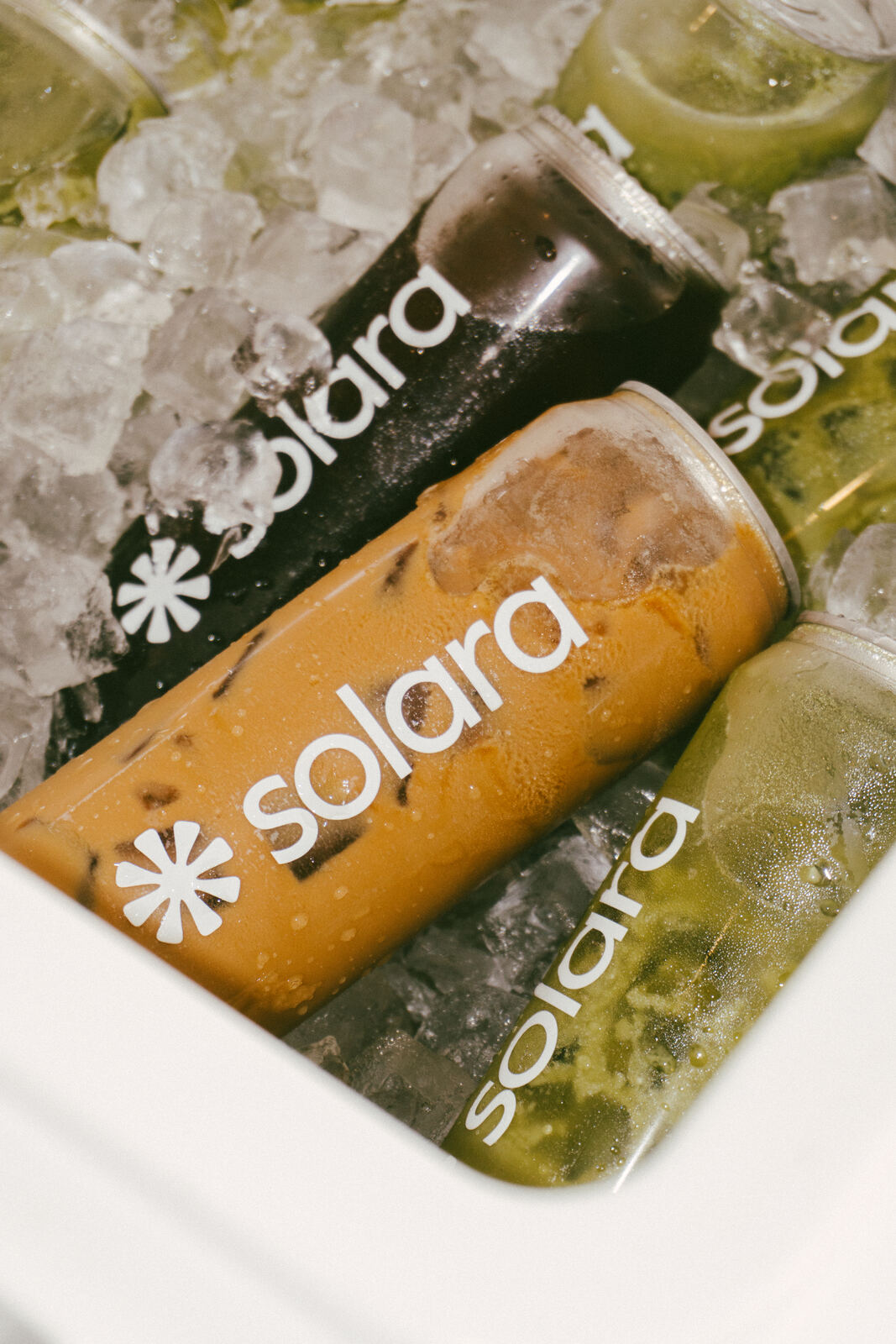 Solara cans in a tub of ice